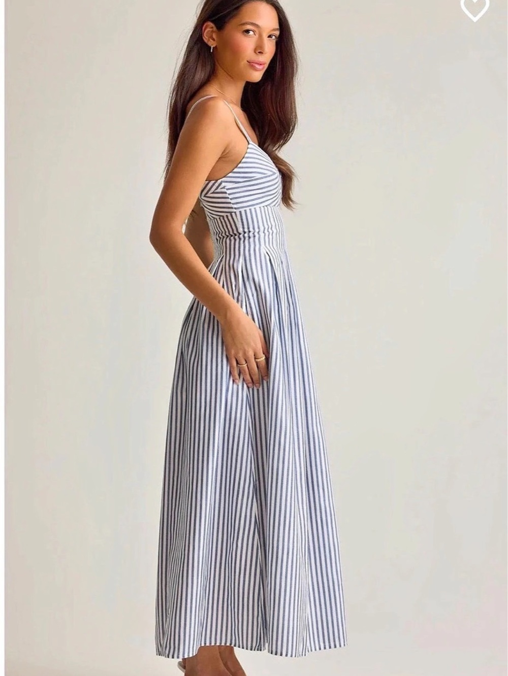 New Altard State Stripe Sweetheart Neck Midi Dress Blue & White small - Picture 4 of 5